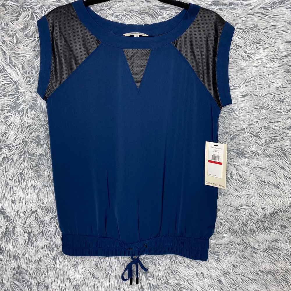 Calvin Klein Blue and Leather Women’s Shirt